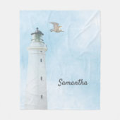 Couverture Polaire Phare bleu ciel nom de mer (Devant)