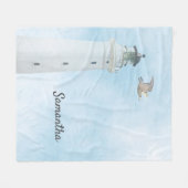 Couverture Polaire Phare bleu ciel nom de mer (Devant (Horizontal))