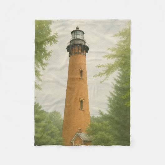 Couverture Polaire Phare de Currituck Beach Aquarelle (Devant)