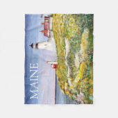 Couverture Polaire Phare de Portland Head Maine Aquarelle Peinture (Devant)