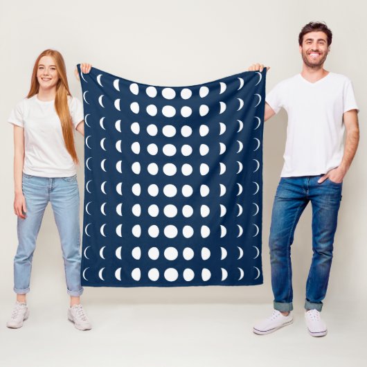 Couverture Polaire Phases de la Lune sur Deep Midnight Blue (En situation)