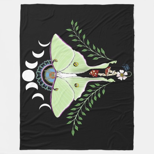 Couverture Polaire Phases Luna Moth Moon Noir (Devant)