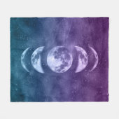 Couverture Polaire Phases turquoises de la lune pourpre Motif céleste (Devant (Horizontal))