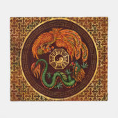 Couverture Polaire Phoenix et Dragon avec bagua #1 (Devant (Horizontal))