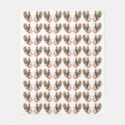 Couverture Polaire Phoenix oiseau dans les tons rouge-vert dans le st (Devant)