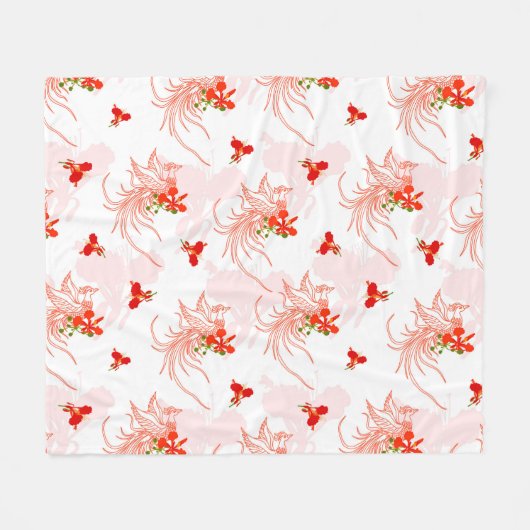 Couverture Polaire Phoenix Oiseau Et Phoenix Fleur Motif Sans Faille (Devant (Horizontal))