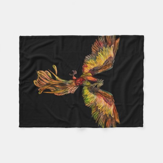 Couverture Polaire Phoenix se levant - sur le noir (Devant (Horizontal))