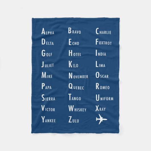Couverture Polaire Phonetic Alphabet Aviation Fleece Blanche (Devant)