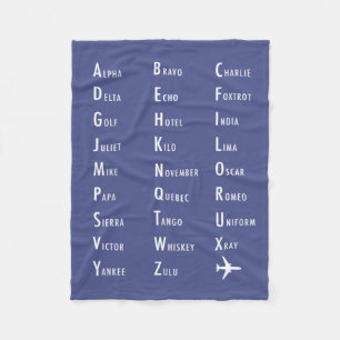 Couverture Polaire Phonétique Alphabet de l'aviation Pauple Fleece B