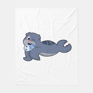 Couverture Polaire Phoque avec poisson (3).PNG