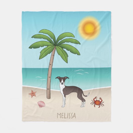 Couverture Polaire Phoque Et Chien Blanc Iggy À La Plage Tropicale D' (Devant)