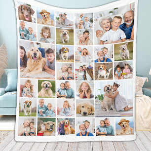 Couverture Polaire Photo 33 moderne Collage Famille Animaux de compag