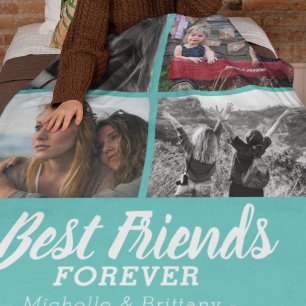 Couverture Polaire Photo Best Friends moderne   TURQUOISE