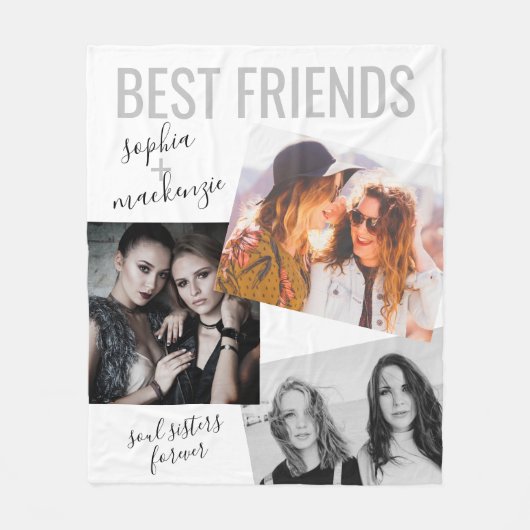 Couverture Polaire Photo Bestie moderne Pseudo personnalisé Nom BFF (Devant)