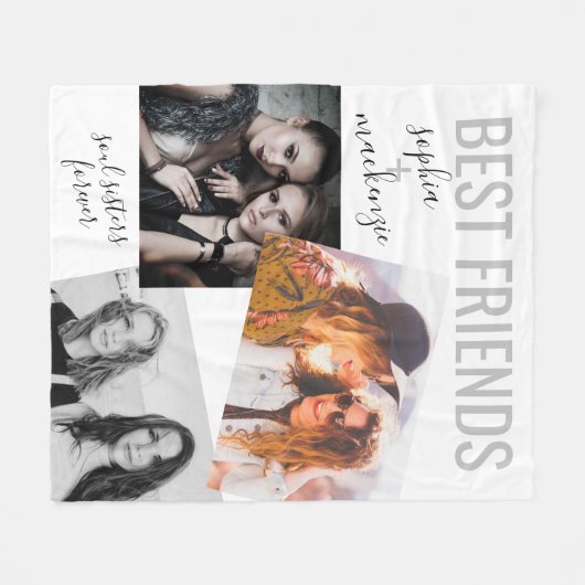 Couverture Polaire Photo Bestie moderne Pseudo personnalisé Nom BFF (Devant (Horizontal))
