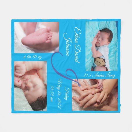 Couverture Polaire Photo Bleu Bébé (Devant (Horizontal))