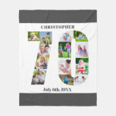Couverture Polaire Photo Collage70th Birthday Grey White Picture (Devant)