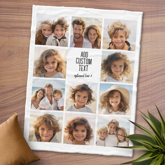 Couverture Polaire Photo Collage - 11 Photos avec un bloc de texte 2 