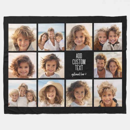 Couverture Polaire Photo Collage - 11 Photos avec un bloc de texte 2 (Devant (Horizontal))