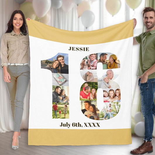Couverture Polaire Photo Collage 18e anniversaire photo de sable neut