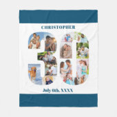 Couverture Polaire Photo Collage 30e Anniversaire Bleu Blancs Photo (Devant)