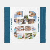 Couverture Polaire Photo Collage 30e Anniversaire Bleu Blancs Photo (Devant (Horizontal))