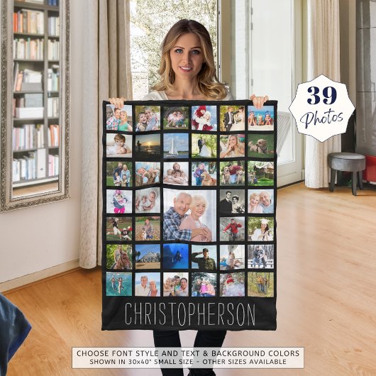 Couverture Polaire Photo Collage 39 Photos Couleur modifiable Personn