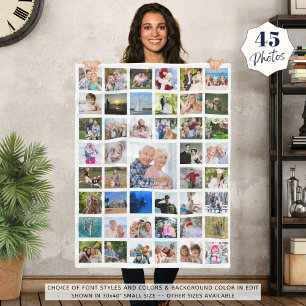 Couverture Polaire Photo Collage 45 Photos Couleur modifiable Personn