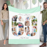 Couverture Polaire Photo Collage 60th Birthday Mint White Picture<br><div class="desc">Couverture photo personnalisée avec 15 de vos photos préférées. Ce collage photo élégant est en forme de numéro 60 sur un arrière - plan blanc aux bordures vert menthe. La couverture peut également être personnalisée avec le nom et la date de naissance de votre choix. Le modèle est configuré pour...</div>