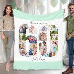 Couverture Polaire Photo Collage 60th Birthday Mint White Picture<br><div class="desc">Couverture photo personnalisée avec 15 de vos photos préférées. Ce collage photo élégant est en forme de numéro 60 sur un arrière - plan blanc aux bordures vert menthe. La couverture peut également être personnalisée avec le nom et la date de naissance de votre choix. Le modèle est configuré pour...</div>