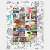 Couverture Polaire Photo Collage Blue Grey Floral Family Photos (Devant)