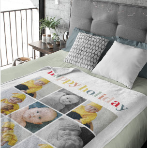 Couverture Polaire Photo Collage   Colorful Happy Holiday