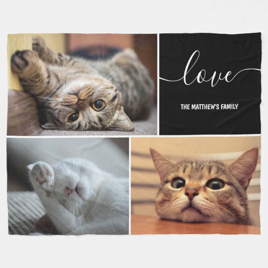 Couverture Polaire Photo Collage Cute Cats Personnalisé  (Devant (Horizontal))