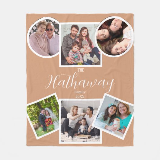 Couverture Polaire Photo Collage Famille Souvenirs Boho Moderne Desig (Devant)