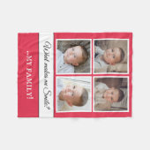 Couverture Polaire Photo collage ma famille blanc rouge (Devant (Horizontal))