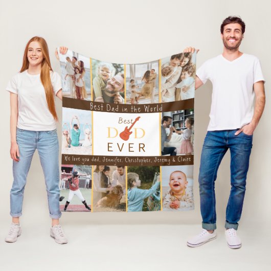 Couverture Polaire Photo Collage Meilleur papa Fête des pères moderne (En situation)