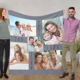 Couverture Polaire Photo Collage Meilleur papa jamais gris neutre