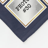 Couverture Polaire Photo Collage Monogram Gold Frame Editable Blue (Coin)