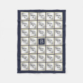 Couverture Polaire Photo Collage Monogram Gold Frame Editable Blue (Devant)
