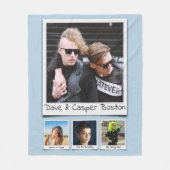 Couverture Polaire Photo Collage Monogrammes Noms Poudre Bleu Moyen (Devant)