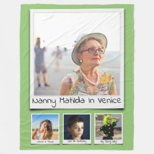 Couverture Polaire Photo Collage Noms Monogrammes Pistachio Green Lar
