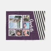 Couverture Polaire Photo Collage personnalisé unique violet rayé (Devant (Horizontal))