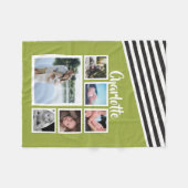 Couverture Polaire Photo Collage personnalisé vert brillant rayé (Devant (Horizontal))