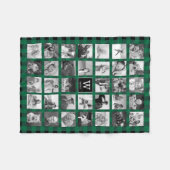 Couverture Polaire Photo Collage Rustic Green Black Buffalo Plaid (Devant (Horizontal))