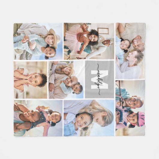 Couverture Polaire Photo Collage simple Monogramme (Devant (Horizontal))