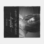 Couverture Polaire Photo d'anniversaire noir blanc (Devant (Horizontal))