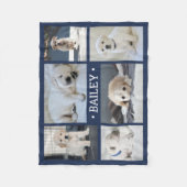 Couverture Polaire Photo de chien Collage mignon Simple Marine bleu e (Devant)