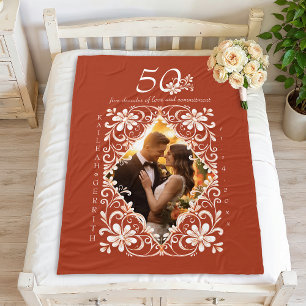 Couverture Polaire Photo de couples romantiques Rouge Rouille 50e Ann