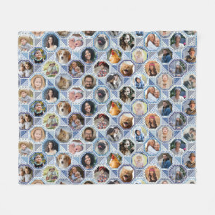 Couverture Polaire Photo de famille Collage Couette bleue Look 28 Pho