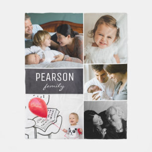 Couverture Polaire Photo de famille personnalisée Blanche polaire ave
